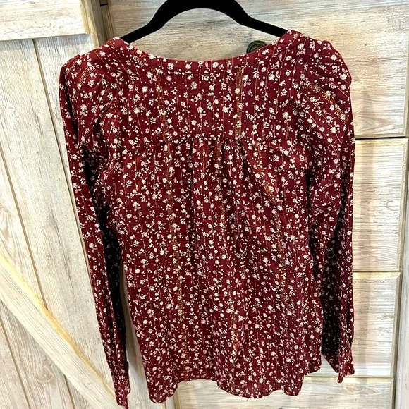 Loft burgundy floral tunic - Picture 2 of 2